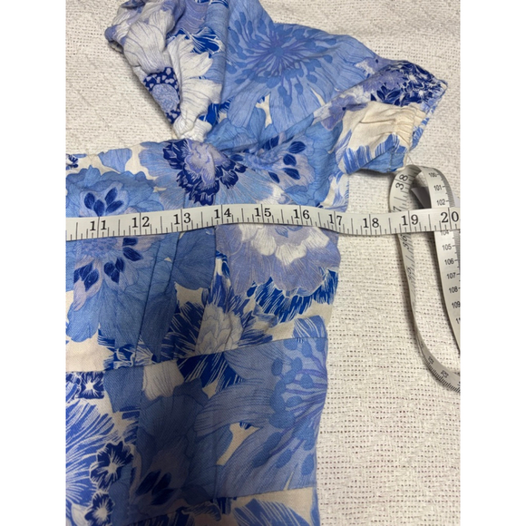 NWT London Times Blue, Ivory, White Floral Square Neck Puffer Sleeve Dress SZ 8 - Picture 5 of 10